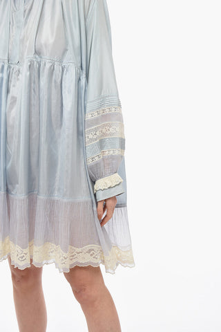 Silk Chemise Dress With Lace Neckline