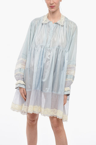 Silk Chemise Dress With Lace Neckline