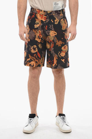 DUNCAN GRANT Crinkle Cotton Shorts with Multicolored Pattern