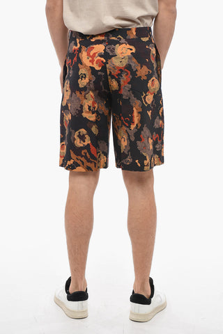 DUNCAN GRANT Crinkle Cotton Shorts with Multicolored Pattern