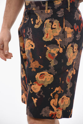 DUNCAN GRANT Crinkle Cotton Shorts with Multicolored Pattern