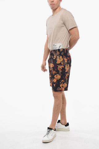 DUNCAN GRANT Crinkle Cotton Shorts with Multicolored Pattern
