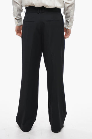 Wool Wide-Leg Trousers with Pleats