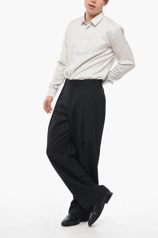 Wool Wide-Leg Trousers with Pleats