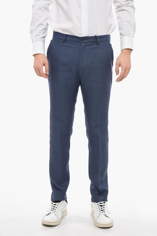4 Pocket Pure Flax Pants with Martingales