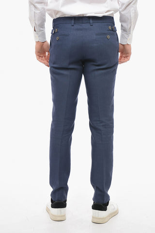 4 Pocket Pure Flax Pants with Martingales