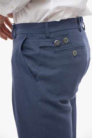 4 Pocket Pure Flax Pants with Martingales