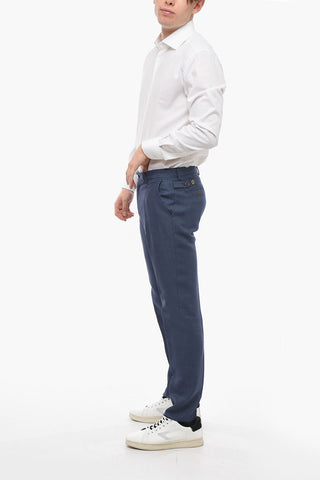 4 Pocket Pure Flax Pants with Martingales
