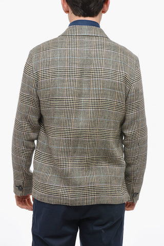 Linen Half-lined Blazer with Herringbone Pattern