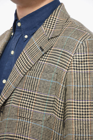 Linen Half-lined Blazer with Herringbone Pattern