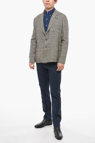 Linen Half-lined Blazer with Herringbone Pattern