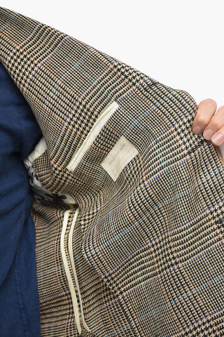 Linen Half-lined Blazer with Herringbone Pattern