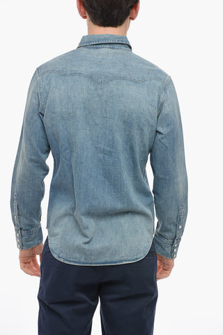 Stone Washed Denim Shirt with Breast-pockets