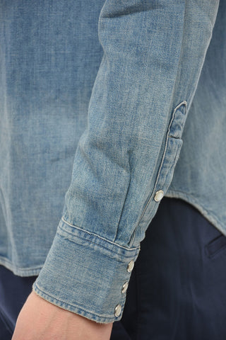 Stone Washed Denim Shirt with Breast-pockets