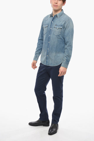Stone Washed Denim Shirt with Breast-pockets