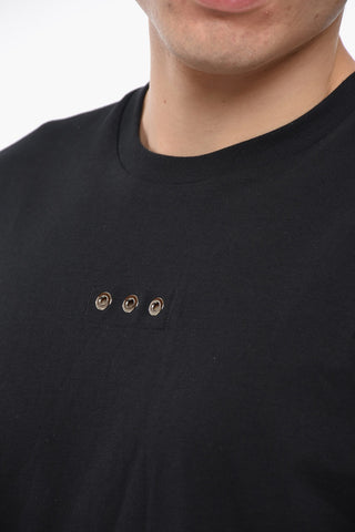 T-Shirt Girocollo Slim Fit con Dettaglio Occhielli