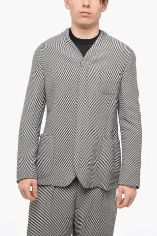 Zipped Half-lined Blazer with Striped Pattern