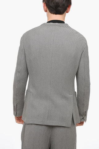 Zipped Half-lined Blazer with Striped Pattern