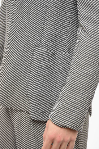 Zipped Half-lined Blazer with Striped Pattern
