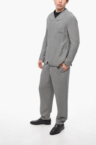 Zipped Half-lined Blazer with Striped Pattern