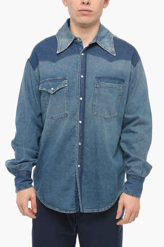 MM10 Denim Shirt with Double Breast-pocket