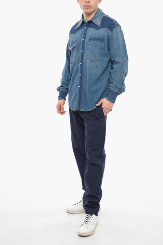 MM10 Denim Shirt with Double Breast-pocket