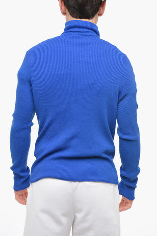 Turtleneck Ribbed Wool Blend Sweater
