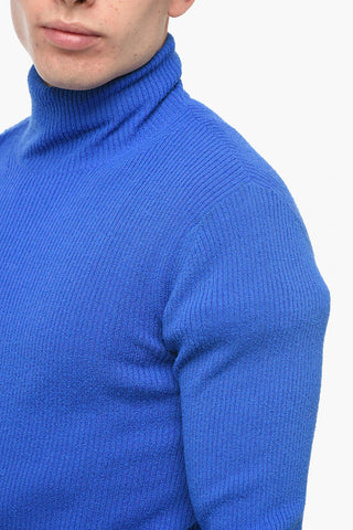 Turtleneck Ribbed Wool Blend Sweater
