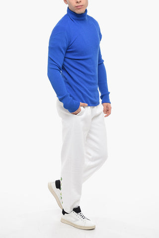 Turtleneck Ribbed Wool Blend Sweater