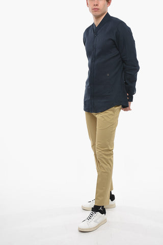 MARTINI Camicia in Lino con Collo Coreano