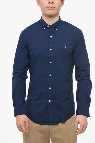 Cotton Slim Fit Shirt with Button-down Collar