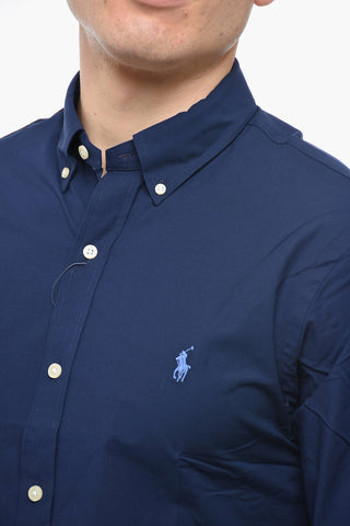 Cotton Slim Fit Shirt with Button-down Collar