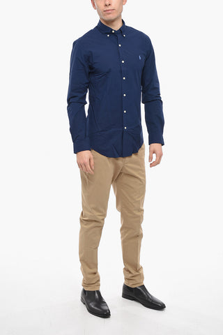 Cotton Slim Fit Shirt with Button-down Collar