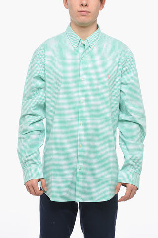 Button-down Cotton Shirt with Gingham Pattern