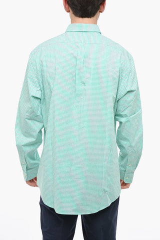 Button-down Cotton Shirt with Gingham Pattern