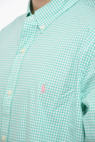 Button-down Cotton Shirt with Gingham Pattern