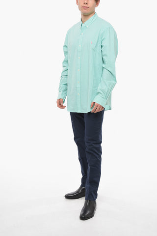 Button-down Cotton Shirt with Gingham Pattern