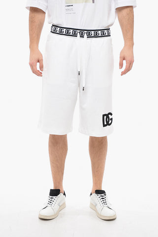 Shorts in Jersey Garzato con Banda Logata in Vita