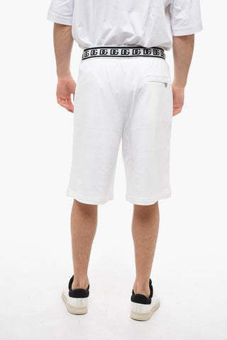 Shorts in Jersey Garzato con Banda Logata in Vita