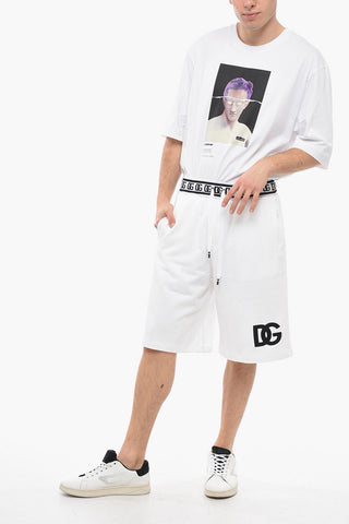 Shorts in Jersey Garzato con Banda Logata in Vita