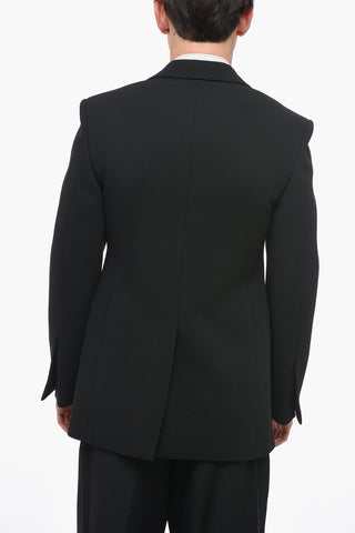 Wool Slim Fit Blazer with Satin Peak Lapel