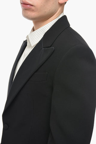 Wool Slim Fit Blazer with Satin Peak Lapel