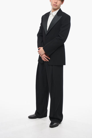 Wool Slim Fit Blazer with Satin Peak Lapel