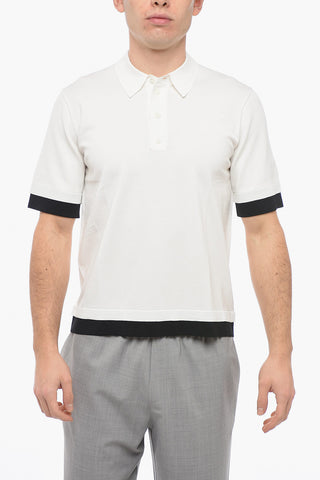 Polo Loose Fit in Tessuto Tecnico con Bordi a Contrasto