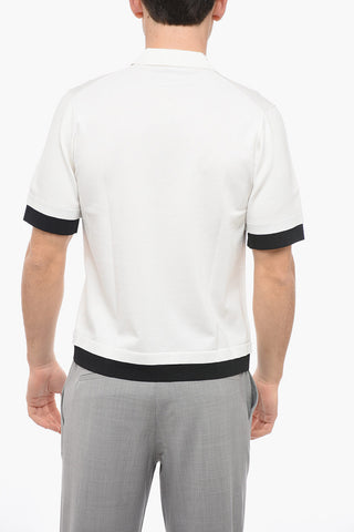 Technical Fabric Loose Fit Polo Shirt with Contrasting Hem