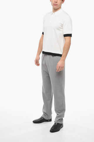 Technical Fabric Loose Fit Polo Shirt with Contrasting Hem