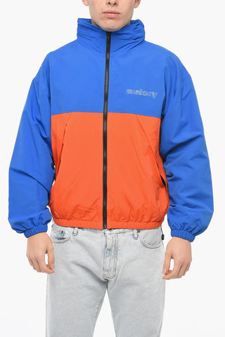 Two Tone Nylon Windbreaker with Hood
