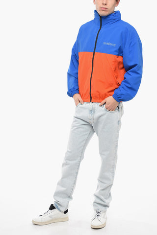 Two Tone Nylon Windbreaker with Hood