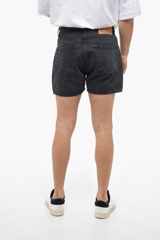 Stone Washed Denim Shorts with Belt Loops