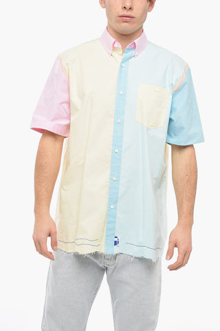 Camicia Button-down in Cotone con Motivo Color Block